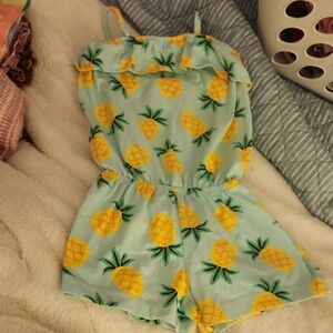 *nd Sz 4T Girls Pineapple Print Light Blue Green Romper